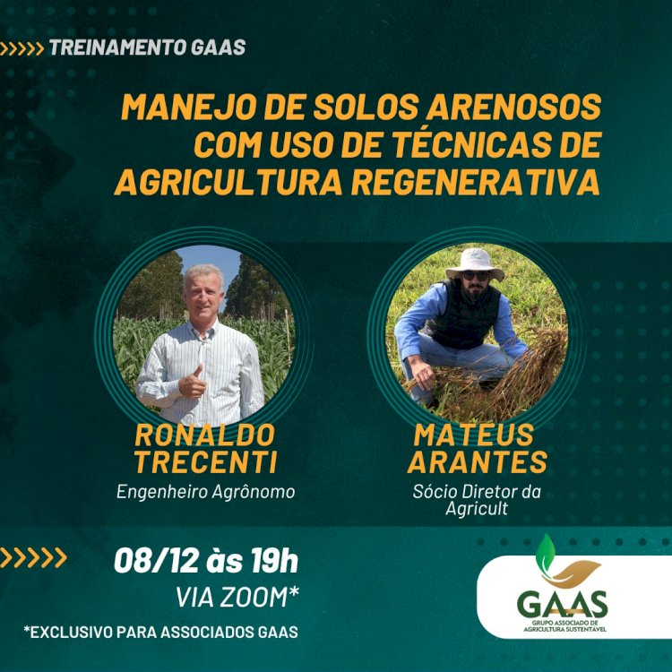 GAAS oferece treinamento em manejo regenerativo de solos arenosos