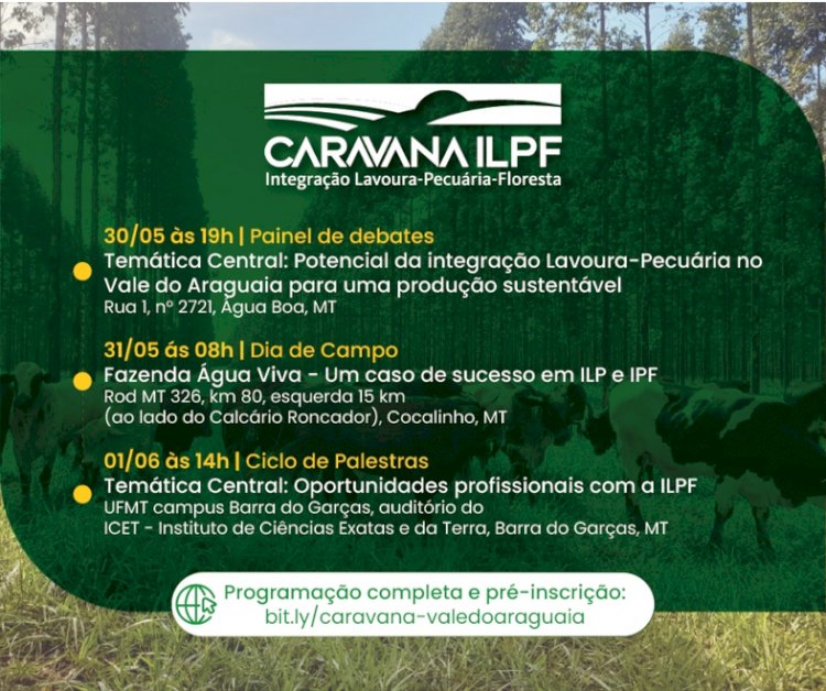 Caravana ILPF promoverá eventos sobre sistemas integrados na região do Vale do Araguaia
