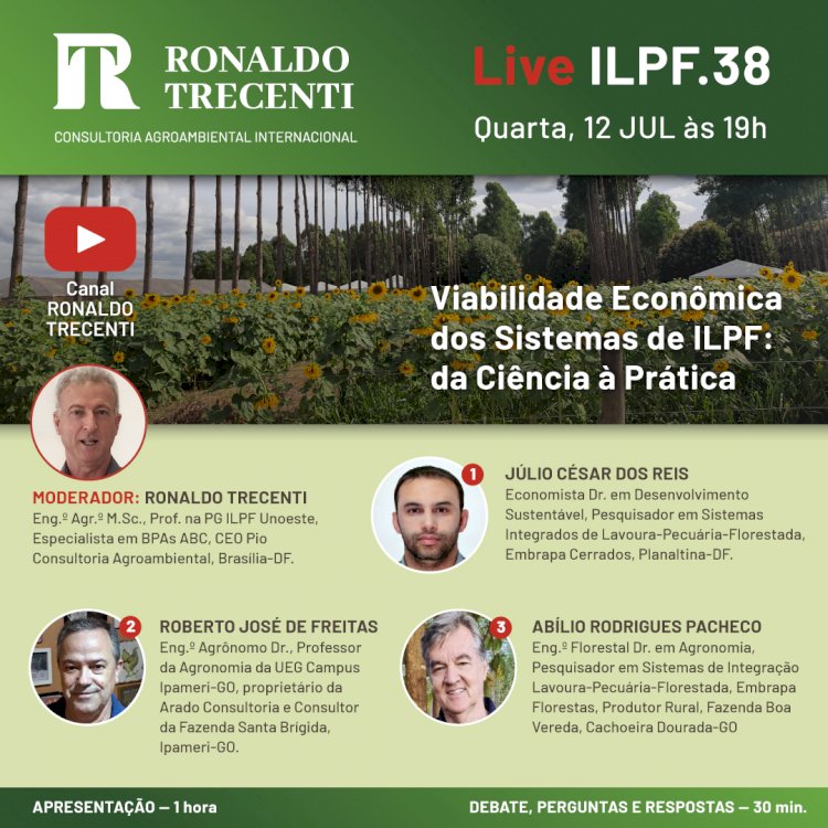 Viabilidade econômica em ILP e ILPF é tema de live hoje