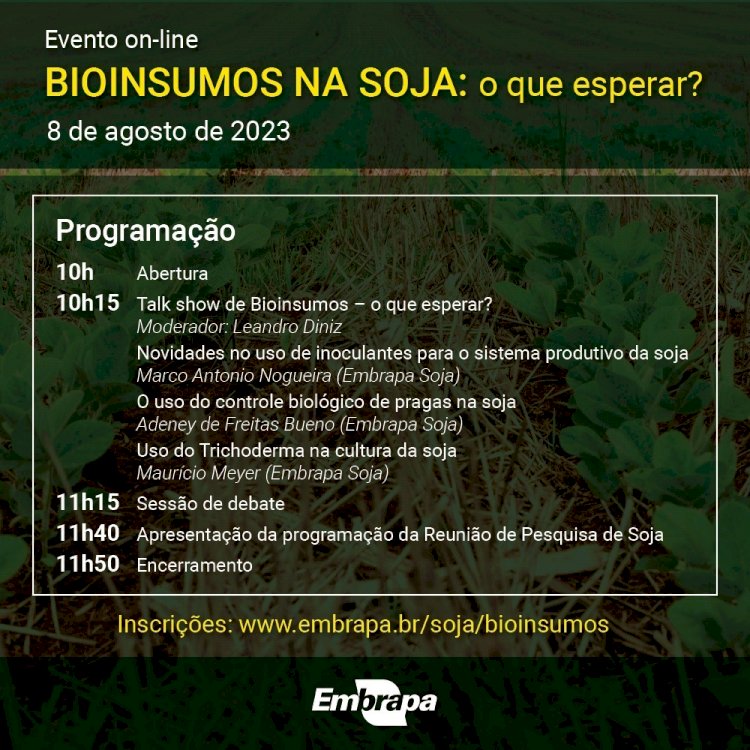 Embrapa Soja promove evento on-line sobre Bioinsumos