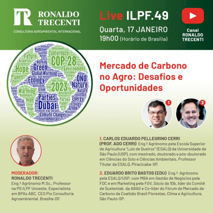 Mercado de Carbono é tema de live nesta quarta, 17